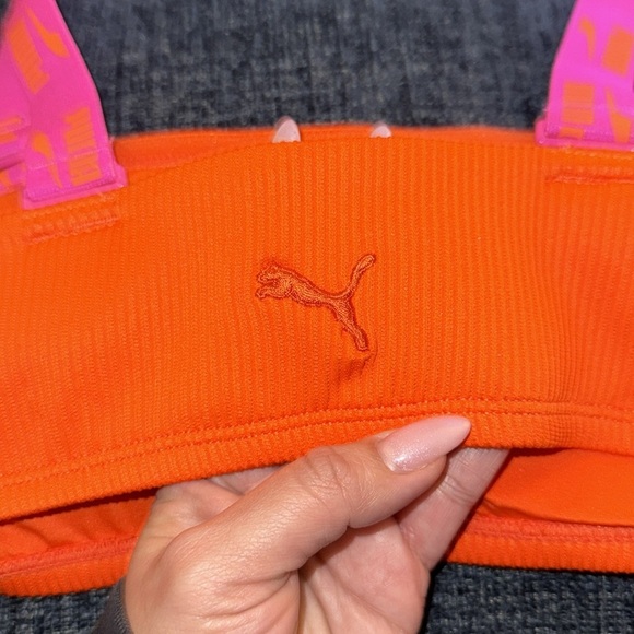 PUMA- NWT Women’s Ribbed Pink & Orange Bikini Top size S - Picture 5 of 10
